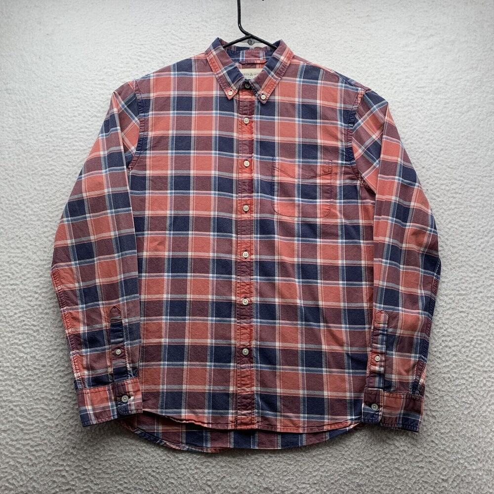 Denim & Supply Ralph Lauren Button‎ Up Shirt Mens Large L Red Blue Plaid Casual